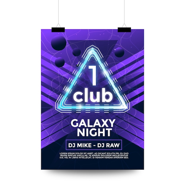 Vecteur un flyer de soirée de club galaxy night