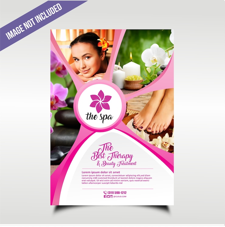 Vecteur flyer spa naturellement frais avec la couleur rose