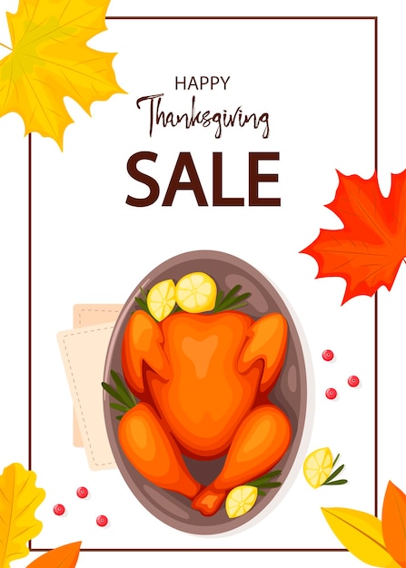 Flyer De Thanksgiving Isolé Sur Fond Blanc Illustration Vectorielle