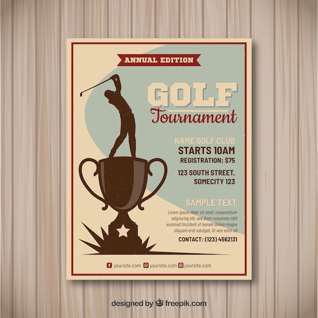 Flyer De Tournoi De Golf Dans Le Style Vintage