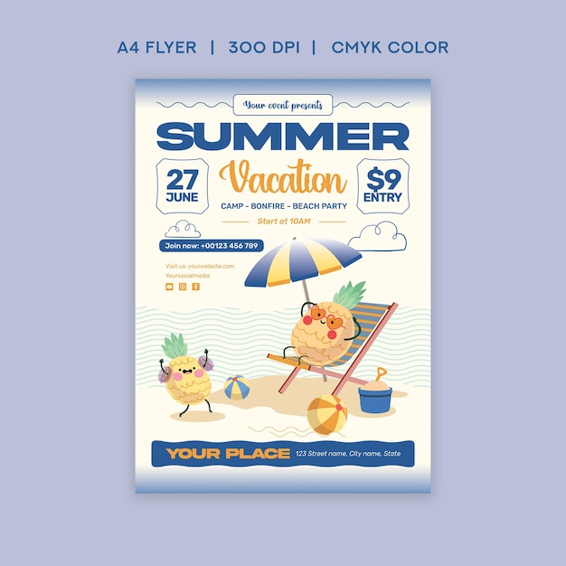 Vecteur flyer des vacances d'été