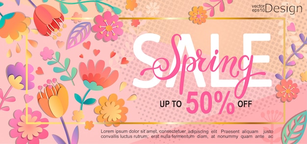 Vecteur flyer de vente de printemps