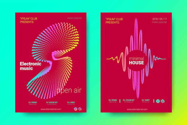 Vecteur flyers disco pour les modèles d'affiches de festival de musique électronique dj