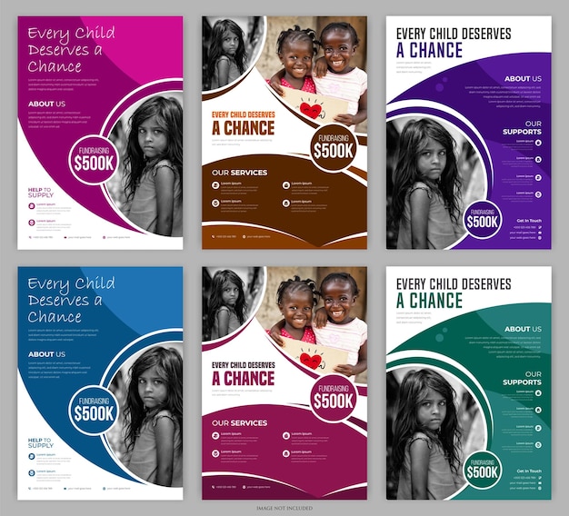 Flyers promotionnels pour une campagne caritative pour les enfants