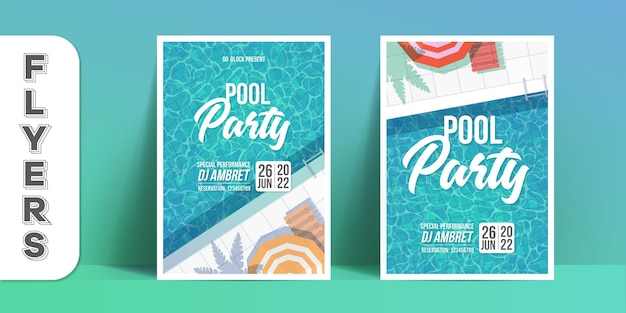 Vecteur flyers template pool party