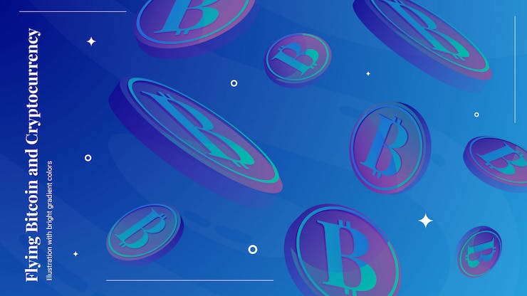 Vecteur flying bitcoin fond