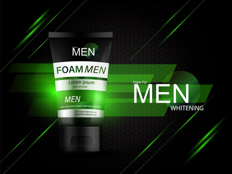 Foam for Men Bottle Products Sérum de fond pour les cosmétiques pour le soin de la peau.