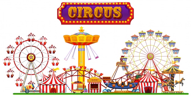 Une foire du cirque sur fond blanc