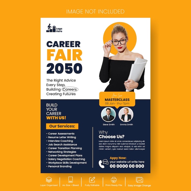 Foire d'emplois et agence de conseil professionnel Imprimer un dépliant ou un modèle d'affiche