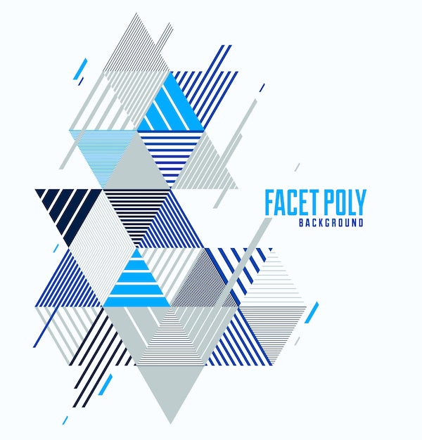 Fond 3D dimensionnel vectoriel abstrait à rayures linéaires avec élément graphique de style rétro isolé avec des cubes et des triangles. Modèle d'affiche ou de bannière, de couverture ou d'annonce.