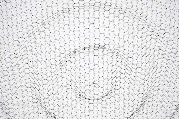 fond 3D. vague de points. danse géométrique. maille futuriste hexagonale