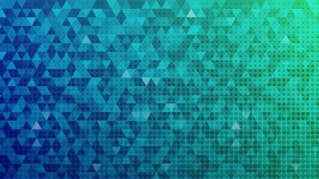 Fond abstrait composé de petits triangles bleus et de points