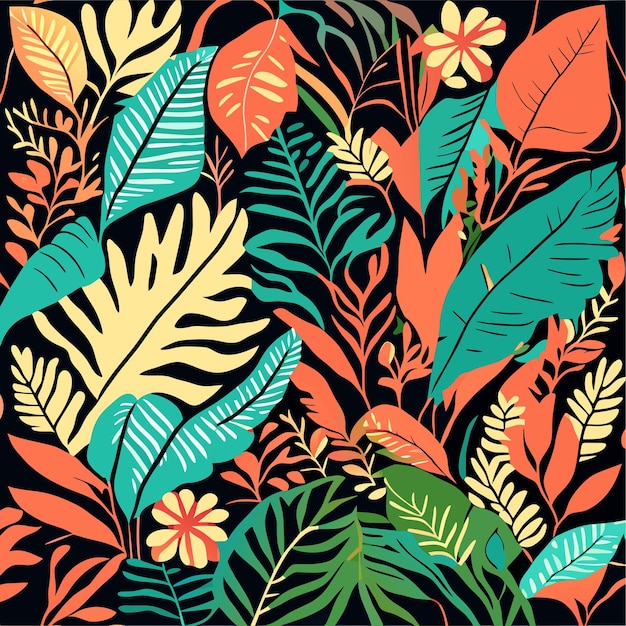 Fond abstrait avec des feuilles tropicales textures de griffonnage dessinées à la main