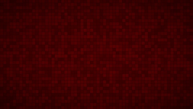 Fond abstrait de petits carrés ou pixels dans des couleurs rouge foncé