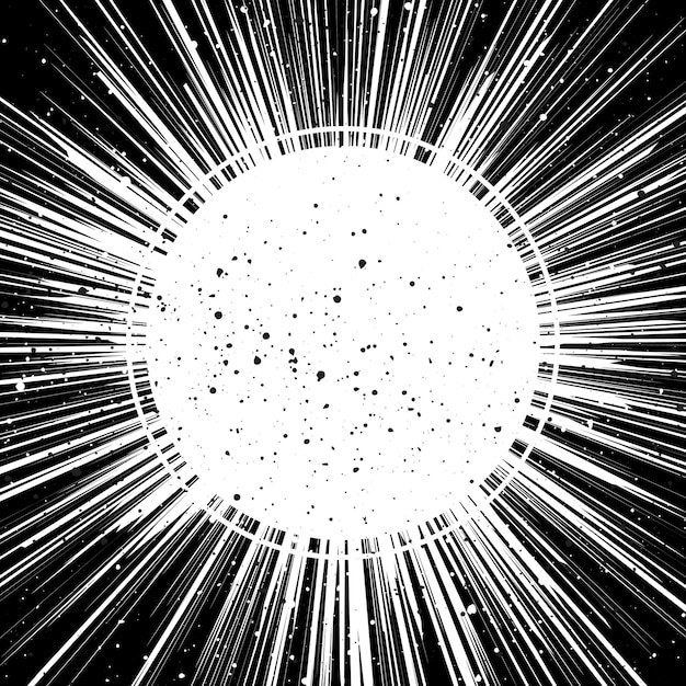 Fond abstrait sunburst noir et blanc Ray burst explosion comique big bang speed frame