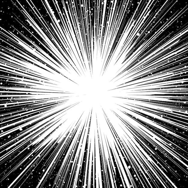 Fond abstrait sunburst noir et blanc Ray burst explosion comique big bang speed frame