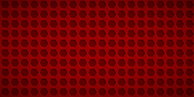 Vecteur fond abstrait avec des trous hexagonaux dans des couleurs rouges