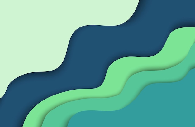 fond abstrait vectoriel dans un style papier découpé avec des couleurs vertes et bleues pour la conception web