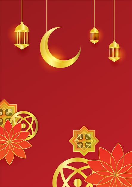 Fond D'affiche Islamique à La Mode Avec Motif Arabe De Mosquée Lanterne Lune Et Croissant Peut être Utilisé Pour La Carte De Voeux Affiche Bannière Invitation Brochure Ramadan Eid Adha Iftar Invitation