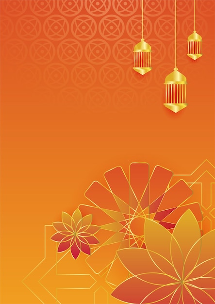 Fond d'affiche islamique à la mode avec motif arabe de mosquée lanterne lune et croissant Peut être utilisé pour la carte de voeux affiche bannière invitation brochure ramadan eid adha iftar invitation