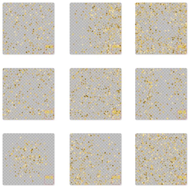 Fond d'album de confettis feuille d'or à pois Ensemble d'illustrations vectorielles