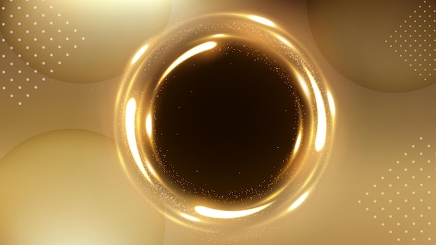 Fond Anneau Cercle Doré Élégant Effet Lumière Or Mouvement Écran Large Illustration Vectorielle