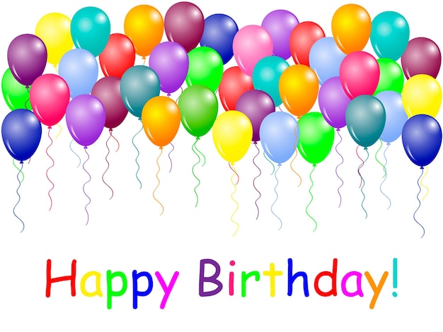 Fond d'anniversaire coloré avec des ballons et du texte