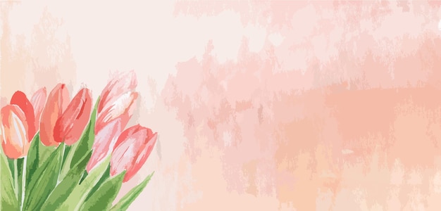 Vecteur fond aquarelle avec un bouquet de tulipes