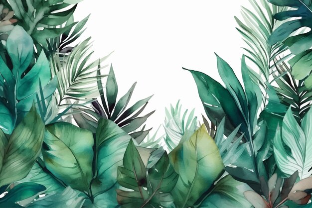 Fond aquarelle dessiné à la main avec des plantes tropicales