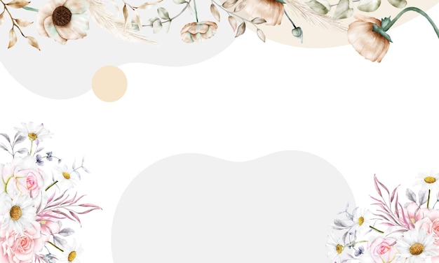 Fond aquarelle floral et feuille pour bannière et cadre