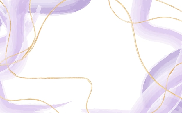 Fond Aquarelle Liquide Violet Lavande Avec Des Rayures Dorées Effet Marbre Pastel Avec Des Lignes Dorées Dessinées Avec Des Brosses Vectorielles Modèle De Conception Pour L'invitation De Mariage De Menu D'invitation