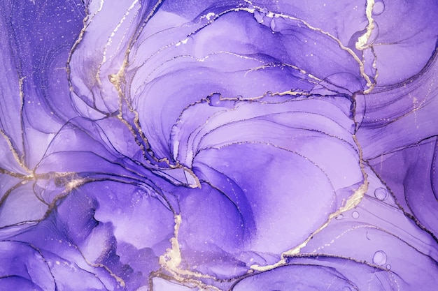 Fond Aquarelle Liquide Violet De Luxe Avec Des Taches Dorées