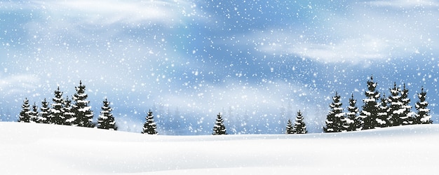Fond d'arbres d'hiver avec des chutes de neige