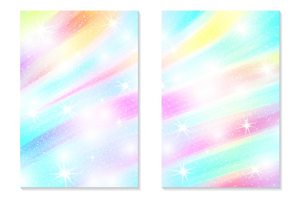 Fond Arc-en-ciel Licorne Ciel Holographique En Couleur Pastel Motif Sirène Hologramme Lumineux En Couleurs Princesse