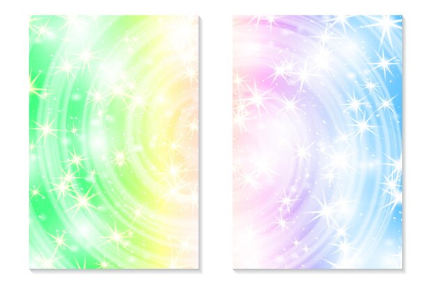 Fond arc-en-ciel Licorne Ciel holographique en couleur pastel Motif sirène hologramme lumineux en couleurs princesse