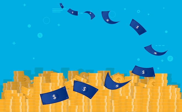Fond d'argent avec des pièces de monnaie et des billets d'un dollar