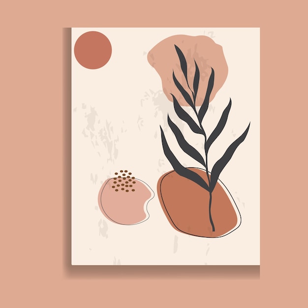 Fond d'art abstrait avec tache d'aquarelle et plantes florales Scribble dessinées à la main.