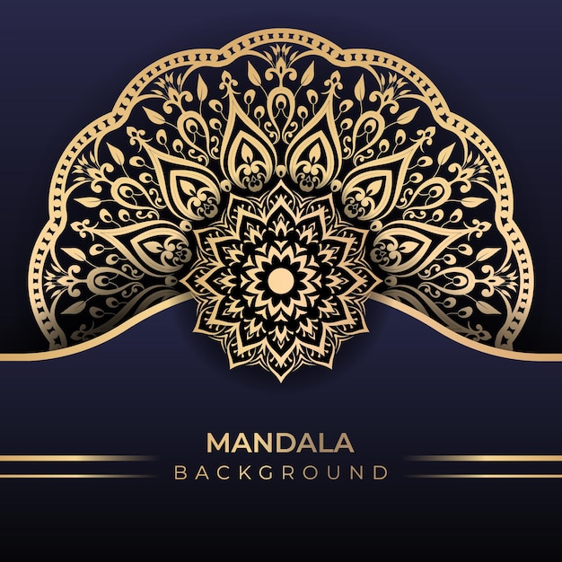 Fond D'art De Mandala Islamique De Luxe Dans Le Style De Couleur Or