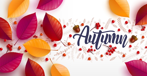 Fond D'automne Décorer Avec Des Feuilles Colorées D'automne Pour Un Modèle D'affiche Et De Bannière