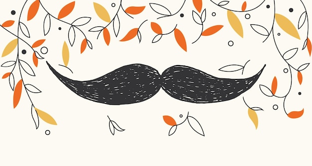 Fond D'automne Avec Illustration De Moustache Parmi Les Feuilles