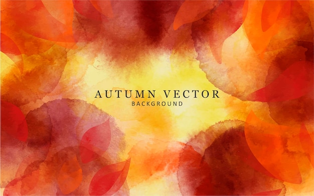 Fond D'automne De Vecteur Dans Un Style Aquarelle Aux Couleurs Orange Et Rouge.