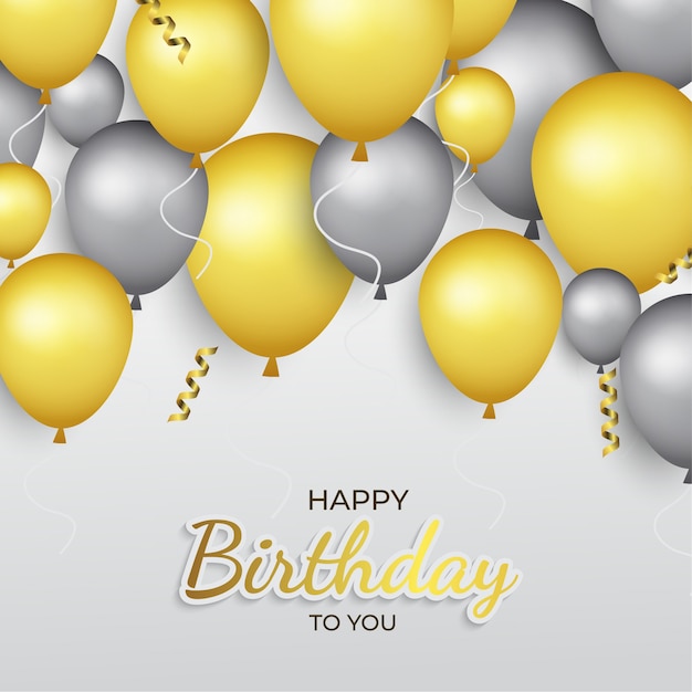 Fond de ballon doré joyeux anniversaire