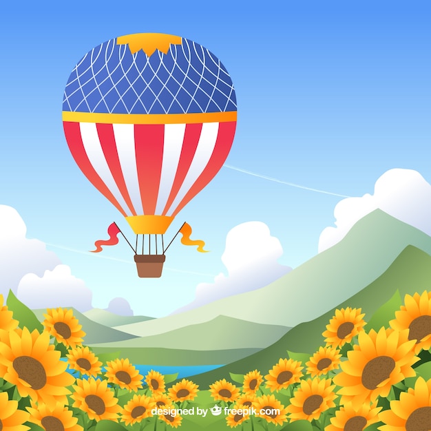 Fond De Ballons à Air Chaud Dans Le Ciel Avec Des Nuages
