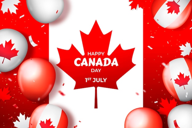Fond de ballons réalistes de la fête du canada