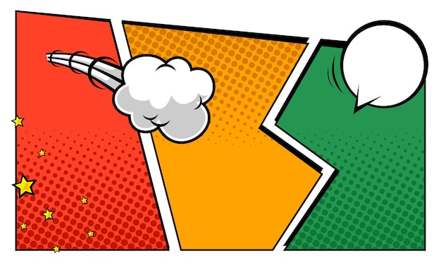 Fond de bande dessinée coloré avec des bulles blanches vides de différentes formes dans le style