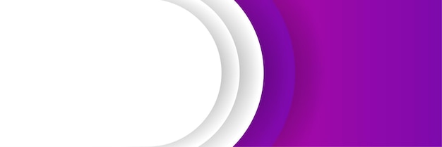 Fond de bannière blanc cercle violet. Modèle de fond de modèle de bannière de conception graphique abstraite de vecteur.