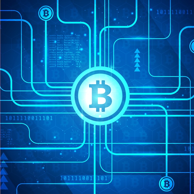 Vecteur fond de bannière de technologie bitcoin