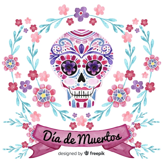 Fond De Belle Aquarelle Día De Muertos