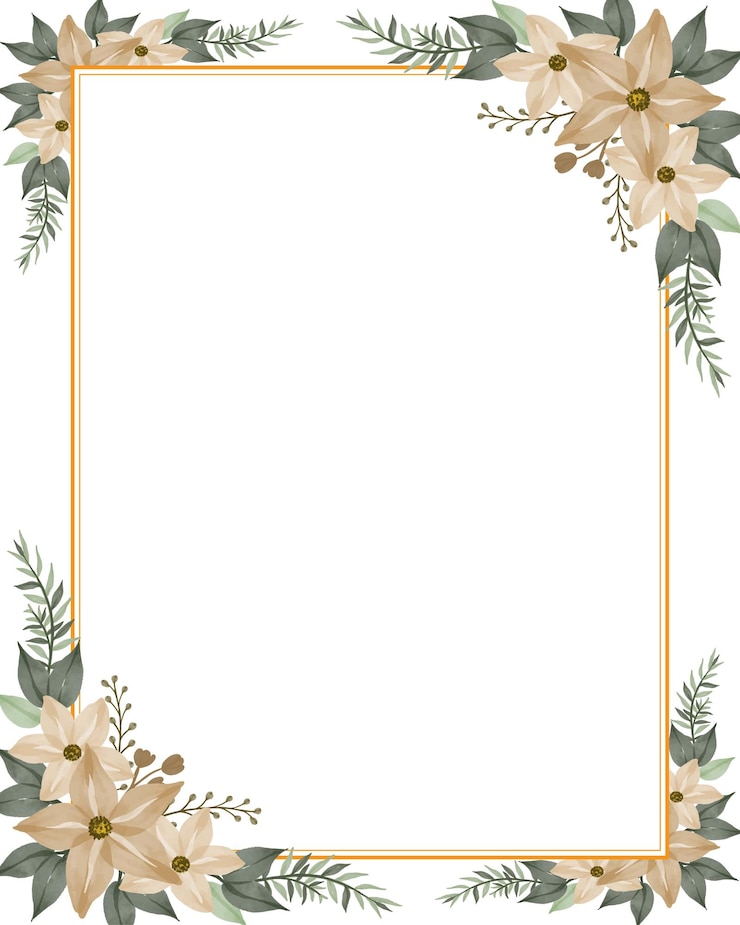Vecteur fond blanc avec cadre aquarelle floral crème pour carte de voeux