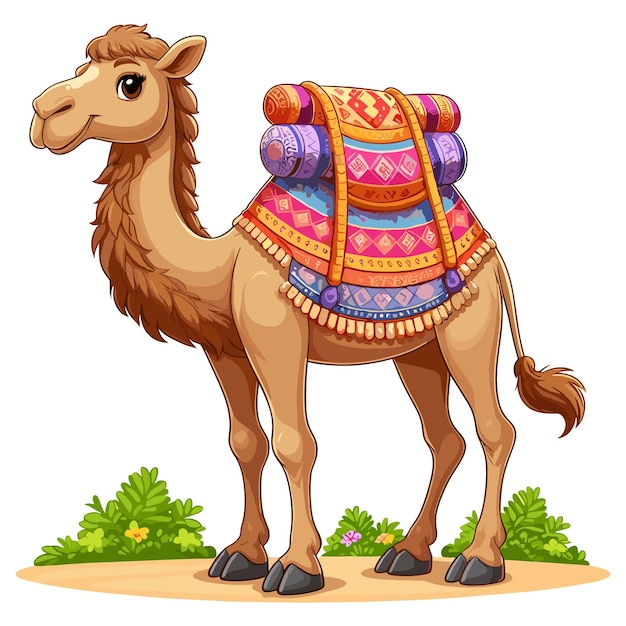 Vecteur le fond blanc du dessin animé camel vector style